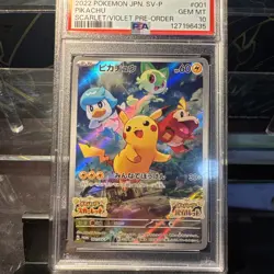 2022 POKEMON JAPANESE SV PROMO SCARLET & VIOLET PRE-ORDER #001 PIKACHU PSA 10 - Image 3