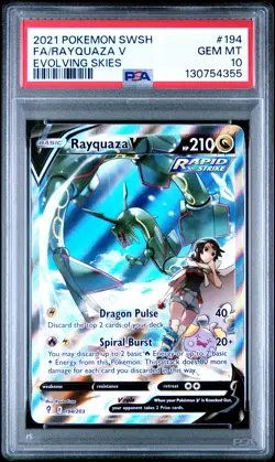 2021 POKEMON SWORD & SHIELD EVOLVING SKIES #194 FULL ART/RAYQUAZA V PSA 10 - Image 1
