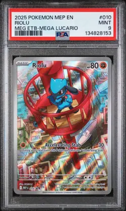 2025 POKEMON MEP EN-ME BLACK STAR PROMO #010 RIOLU PSA 9 - Image 1