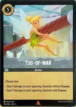 196/204 TUG-OF-WAR SHIMMERING SKIES RARE DISNEY LORCANA CARD - Image 1