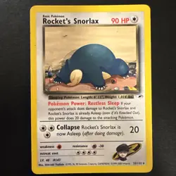 Pokemon TCG Rockets Snorlax 33/132 Gym Heroes Unlimited Card - Image 1