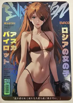 Asuka - Evangelion - Sexy Anime Bikini Comic Waifu Card - Image 1