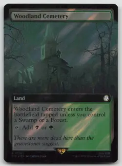 Woodland Cemetery (Extended Art) (Surge Foil) Land PIP #1056 R Foil NM - Image 1