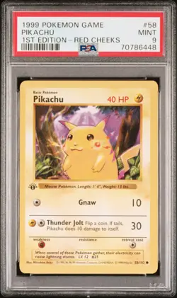 Pikachu 1st Edition Red Cheeks PSA 9 1999 Pokemon Game #58 - Image 1