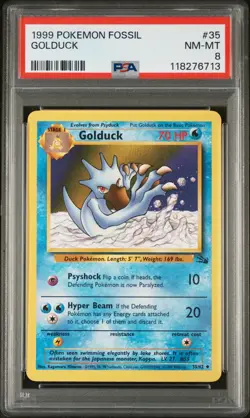 1999 Pokemon Vintage WOTC Fossil Golduck #35 PSA 8 (NEW CERT) - Image 1