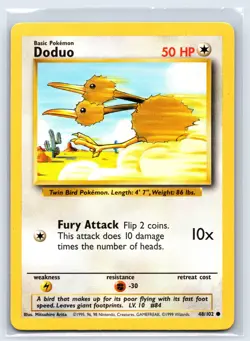 Doduo 48/102 Base Set Regular WOTC Vintage Pokemon TCG LP - Image 1