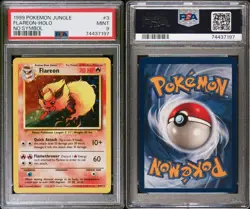 Pokemon Flareon Jungle Holo Rare #3 NO SET SYMBOL ERROR PSA 9 - Image 3