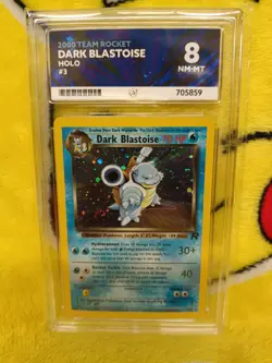 Pokemon Team Rocket Set 2000 Holo Dark Blastoise 3/82 Ace Graded 8 NM-MT Swirl - Image 1