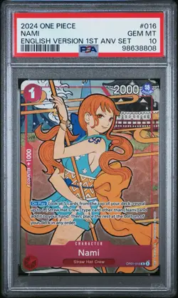 PSA 10 NAMI OP01-016 PSA 10 ONE PIECE 1ST ANNIVERSARY ENGLISH - Image 1