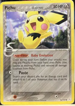Pokemon TCG Pichu δ Delta Species EX Holon Phantoms 76/110 2006 LP - Image 1