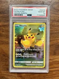 2023 POKEMON SWORD & SHIELD CROWN ZENITH #GG30 FULL ART/PIKACHU PSA 10 - Image 1