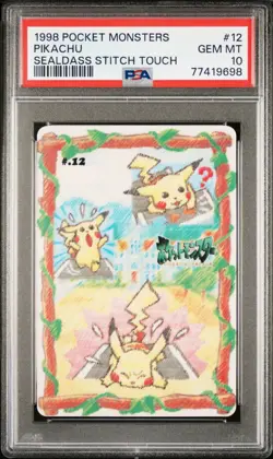 Pikachu #12 | Pokemon Pocket Monsters Sealdass Stitch Touch | Japanese | PSA 10 - Image 2
