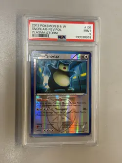 2013 POKEMON B&W PLASMA STORM SNORLAX-REVERSE FOIL PSA 9 - Image 1