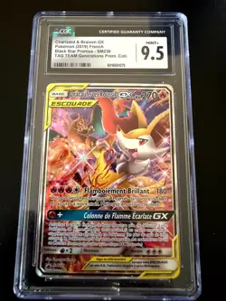 Pokemon Dracaufeu et Roussil GX SM230 CGC 9.5 Tag Team Black Star Promos French - Image 1