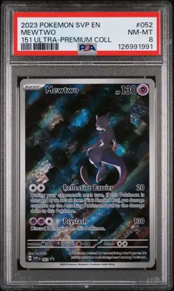 2023 POKEMON SVP EN-SV BLACK STAR PROMO 151 ULTRA-PREM COLL #052 MEWTWO PSA 8 - Image 1