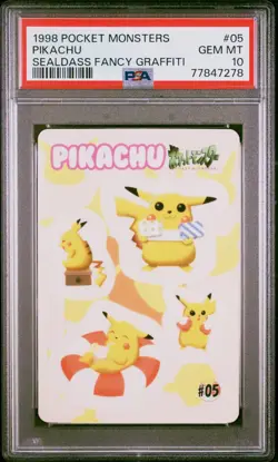 Pikachu #05 | Pokemon Pocket Monsters Sealdass Fancy Graffiti Japanese | PSA 10 - Image 2