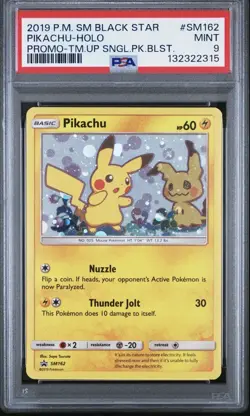 2019 Pokemon SM Black Star Pikachu Holo #SM162 Promo PSA 9 - Image 1