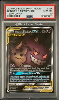 2019 Pokemon Sun & Moon Team Up Full Art/ Gengar & Mimikyu GX 165 - PSA 10 - Image 1