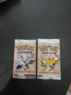 1999 Pokemon Fossil Booster Pack Aerodactyl & Zapdos, Opened Pack Empty Pact ART - Image 1