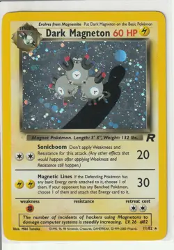 Pokemon Dark Magneton TCG Holo Rare Card 11/82 Unlimited Rocket - Image 1