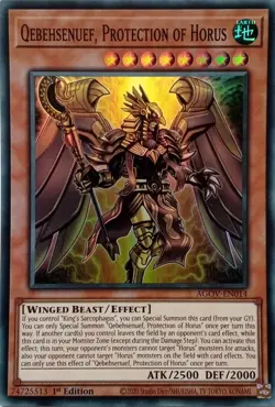 AGOV-EN014 QEBEHSENUEF, PROTECTION OF HORUS SUPER RARE 1ST EDITION YuGiOh CARD - Image 1