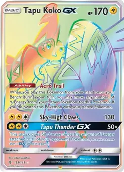 Pokemon Tapu Koko GX (Secret) MP 1st Edition Normal SM - Guardians Rising - Image 1