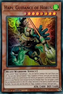 AGOV-EN013 HAPI, GUIDANCE OF HORUS SUPER RARE 1ST EDITION YuGiOh CARD - Image 1