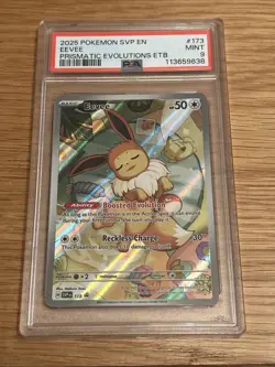 2025 Eevee Pokemon Card Psa 9 No 173 Prismatic Evolutions Etb Promo - Image 1