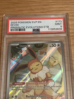 2025 Eevee Pokemon Card Psa 9 No 173 Prismatic Evolutions Etb Promo - Image 3