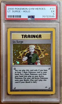 2000 POKEMON GYM HEROES #17 LT. SURGE-HOLO PSA 5 EX - Image 1