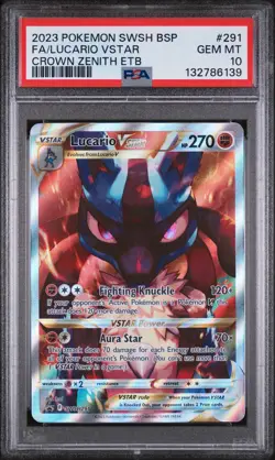 2023 POKEMON SWSH BLACK STAR PROMO #291 FULL ART/LUCARIO VSTAR PSA 10 - Image 1