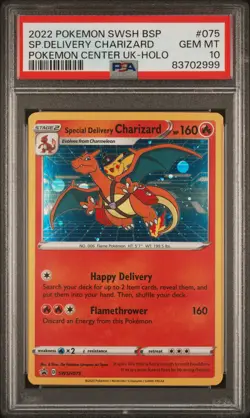 2022 POKEMON SWSH BLACK STAR PROMO #075 SPECIAL DELIVERY CHARIZARD-HOLO PSA 10 - Image 1