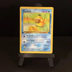 Psyduck 53 First Edition Pokemon Fossil 1999 MP Back NM Front - Image 1