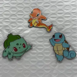 POKEMON GO TCG Official Bulbasaur Charmander Squirtle 3 Starters 1.5" Pin Set! - Image 1