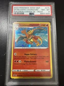 SWIRL 2022 Pokemon SWSH Promo Special Delivery Charizard #SWSH075 Holo PSA 8 - Image 1