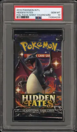 2019 Pokemon INT'L Hidden Fates Foil Booster Pack Charizard Art PSA 10 Gem Mint - Image 1