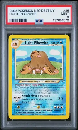 2002 POKEMON NEO DESTINY #26 LIGHT PILOSWINE PSA 9 - Image 1