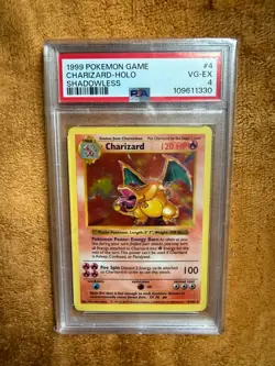 1999 Pokemon, Charizard, Base Set, Shadowless, Very Good-Excellent, Grade 4 - Image 1