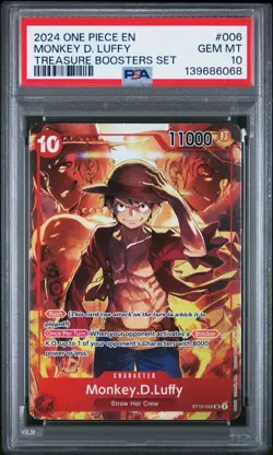 2024 ONE PIECE PROMOS 006 MONKEY D. LUFFY TREASURE BOOSTERS SET PSA 10 GEM MINT - Image 1