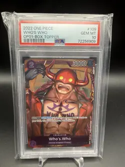 2022 ONE PIECE ROMANCE DAWN OP01-109 WHO'S WHO - PSA 10 BOX TOPPER #109 LOW POP! - Image 1