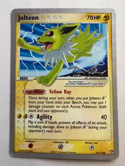 Jolteon Gold Star 101/108 World Championship Deck Pokemon Card DMG/MK - Image 1