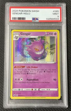 GENGAR Base Holo Rare Card #085 PSA 9 MINT 2020 Pokemon Sword & Shield - Image 1
