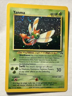Pokemon TCG Neo Discovery Yanma #17/75 Holo Rare Card Vintage WOTC LP - Image 1