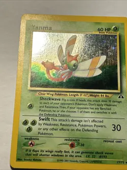 Pokemon TCG Neo Discovery Yanma #17/75 Holo Rare Card Vintage WOTC LP - Image 5