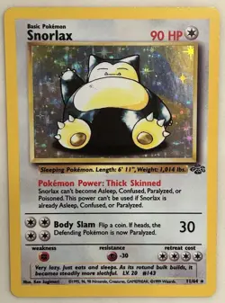 1999 Pokemon TCG Snorlax 11/64 Jungle Set Holo Rare Card Vintage WOTC NEAR MINT - Image 1