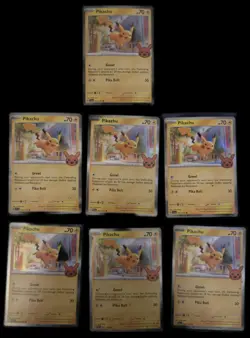 Lot Of 7 Pokemon Cards Pikachu 062/193 Trick or Trade Booster Bundle 2023 Holo - Image 1