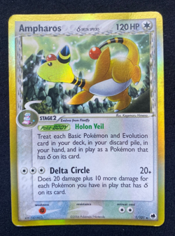 Pokemon EX Dragon Frontiers Ampharos Reverse Holo Card 1/101 (HP) - Image 1