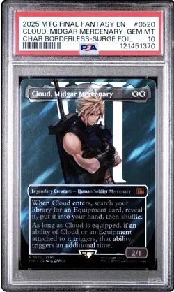 2025 MTG Final Fantasy Borderless Surge Foil #0520 Cloud Midgar Mercenary PSA 10 - Image 1