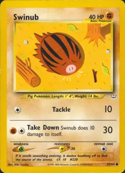Swinub 57/64 Common Neo Revelation Pokemon Card HP - Image 1
