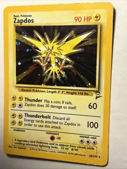 2000 Pokemon TCG Base Set 2 ZAPDOS 20/130 Holo Rare Care Vintage WOTC NEAR MINT - Image 1